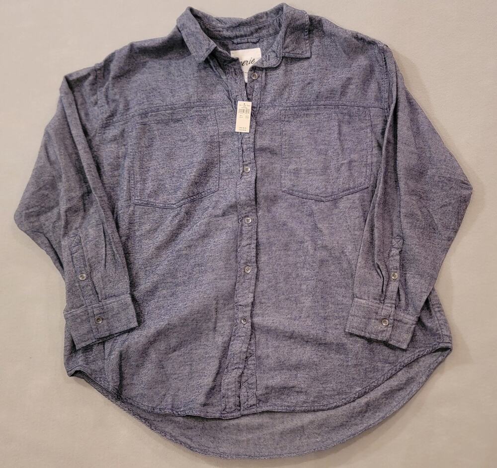 Aerie Oversized Striped Button-Down Shirt – Blue & White (NWT)